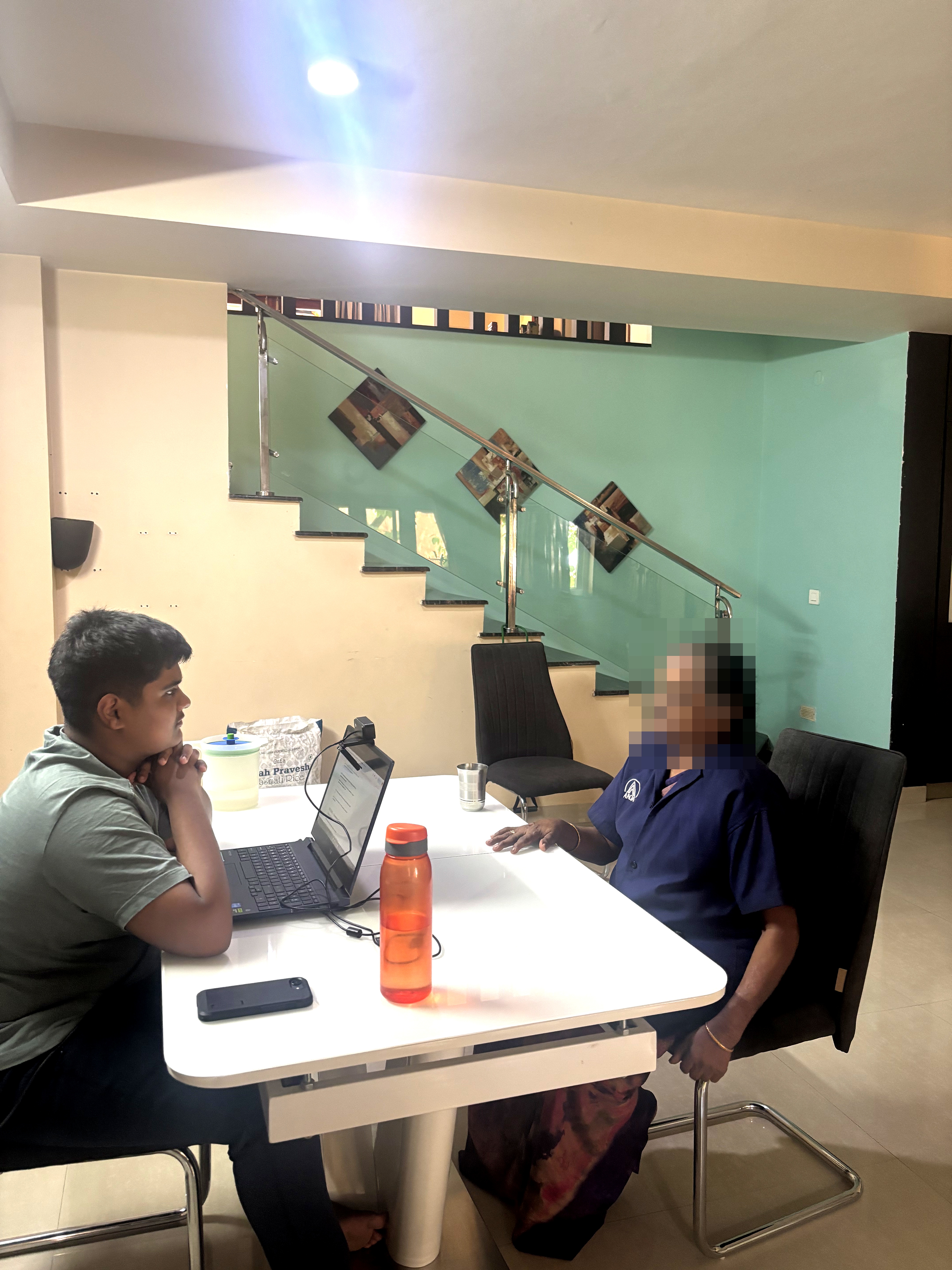 Fieldwork in a Chennai household, interview in progress